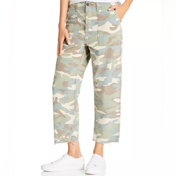 MOTHER Pants - MOTHER Private High-Rise Patch Pocket Straight-Leg Ankle Jeans Camouflage 29